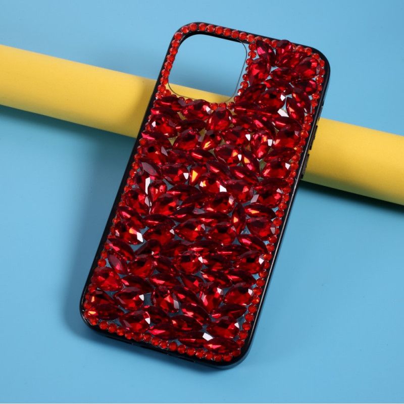 Cover Hoesje iPhone 12 Mini Telefoonhoesje Siliconen En Rode Stenen