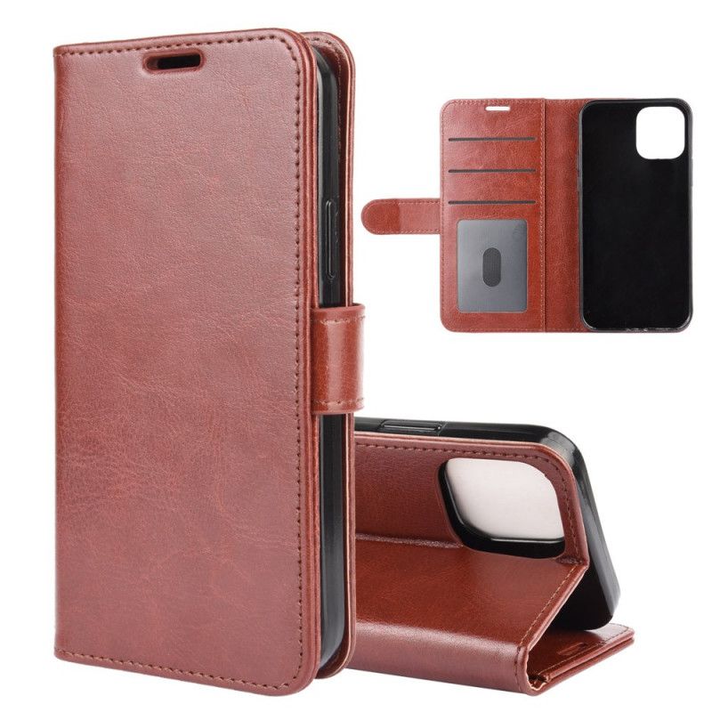 Flip Case Leren iPhone 12 Mini Wit Zwart Leerstijl