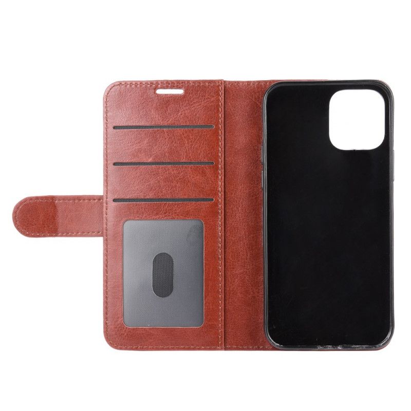 Flip Case Leren iPhone 12 Mini Wit Zwart Leerstijl