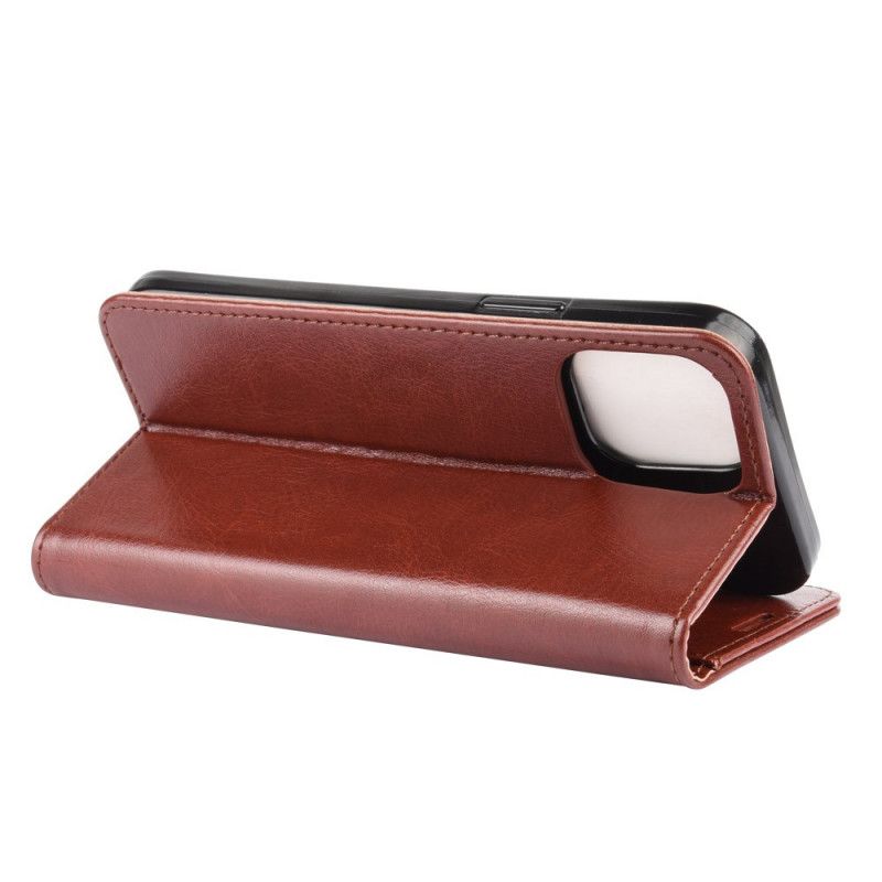 Flip Case Leren iPhone 12 Mini Wit Zwart Leerstijl