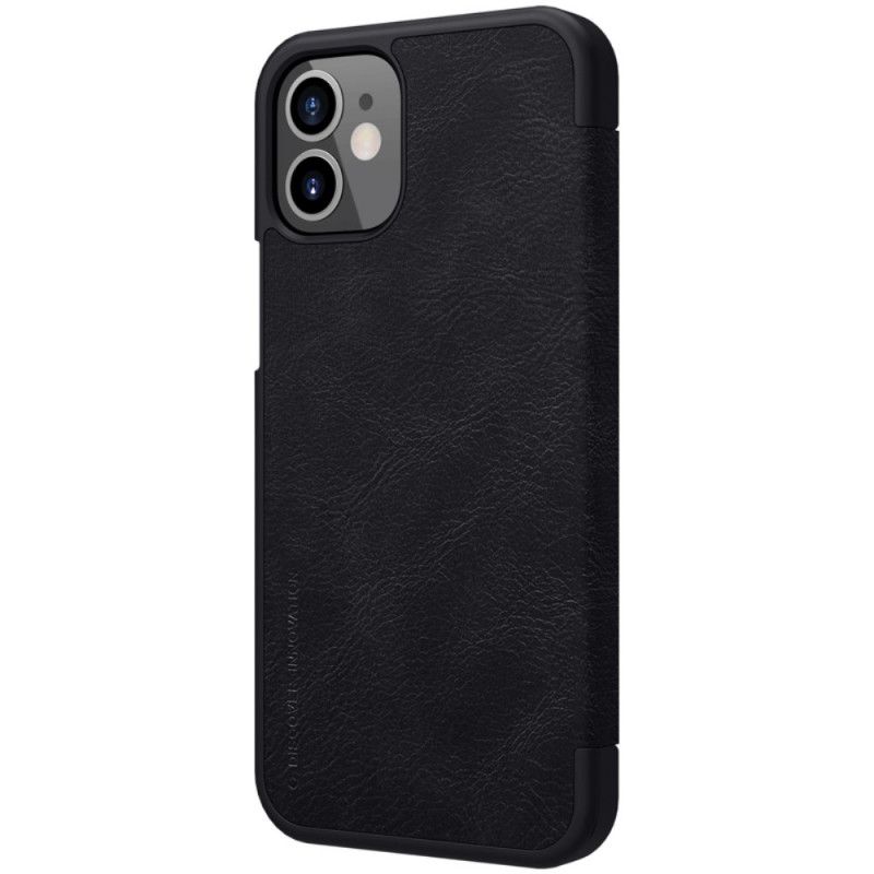 Folio-hoesje iPhone 12 Mini Rood Zwart Telefoonhoesje Nillkin Qin-Reeks