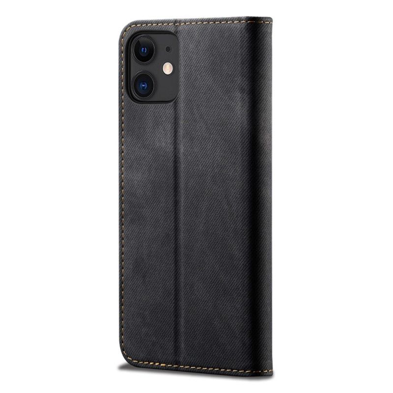 Folio-hoesje voor iPhone 12 Mini Donkerblauw Zwart Jeans Met Imitatieleerstructuur