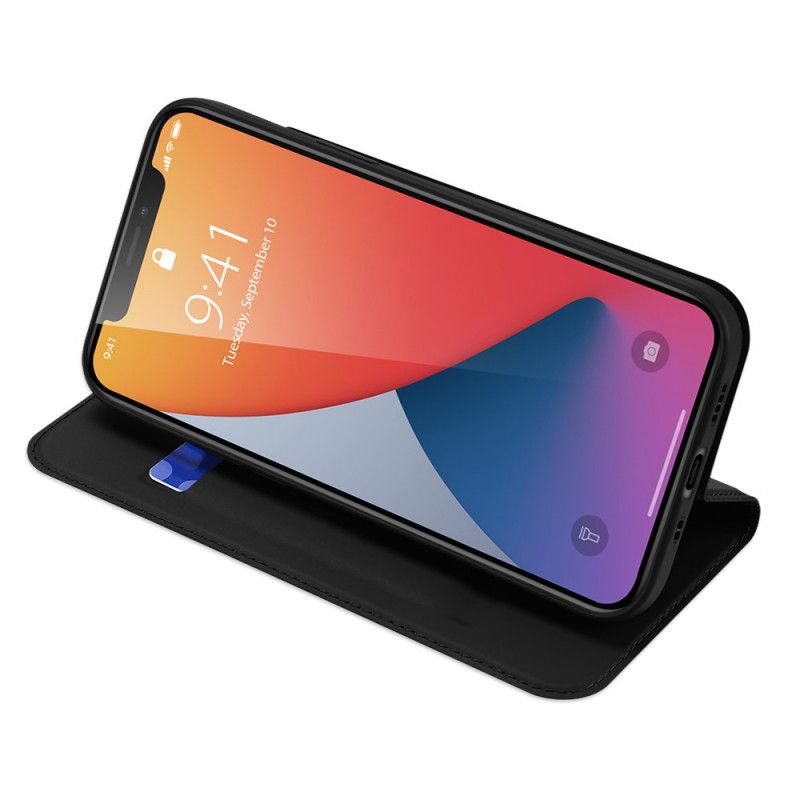 Folio-hoesje voor iPhone 12 Mini Donkerblauw Zwart Skin Pro Serie Dux Ducis