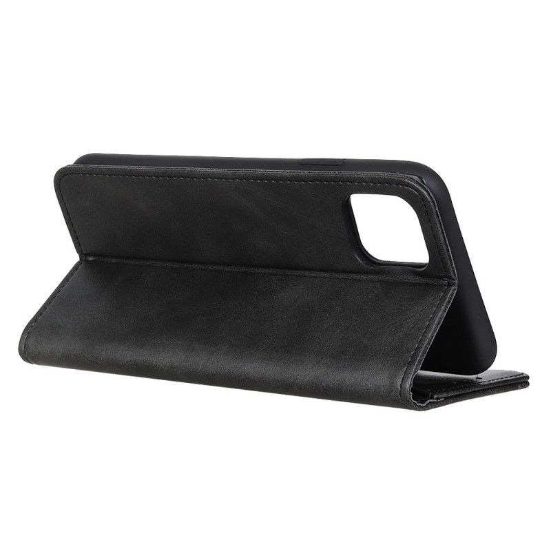 Folio-hoesje voor iPhone 12 Mini Rood Zwart Mat Splitleer