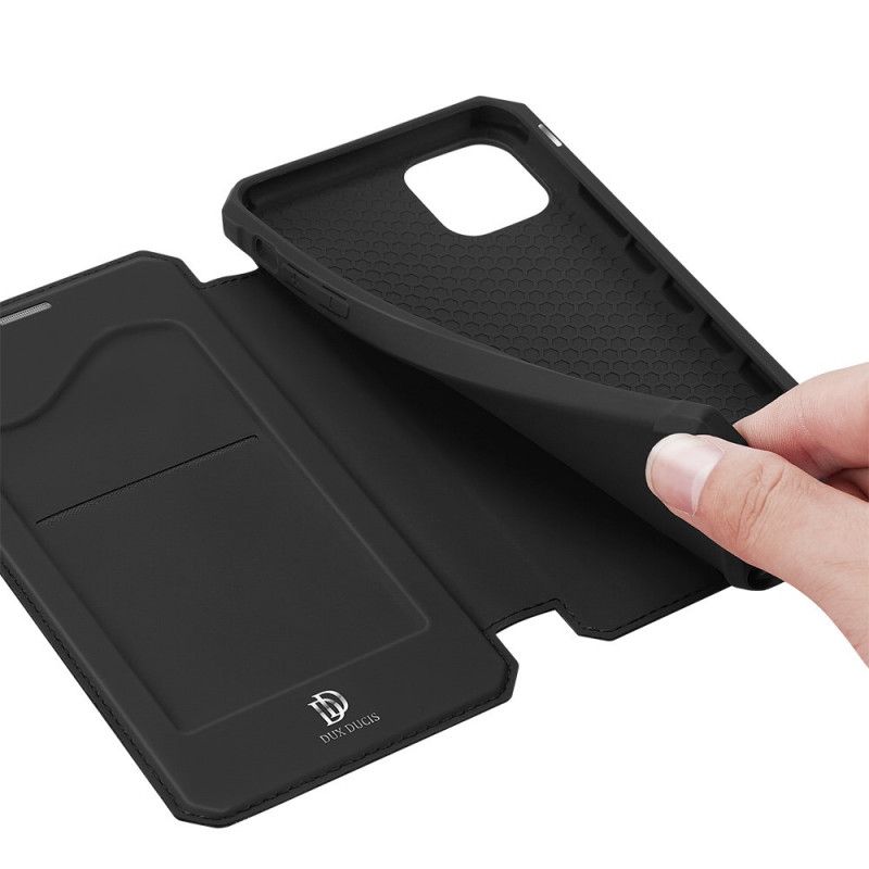 Folio-hoesje voor iPhone 12 Mini Roze Zwart Huid X Serie Dux Ducis