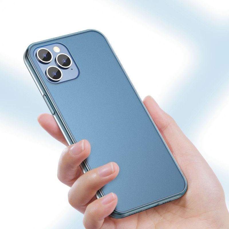 Hoesje iPhone 12 Mini Donkerblauw Groen Gehard Glas En Siliconen Baseus