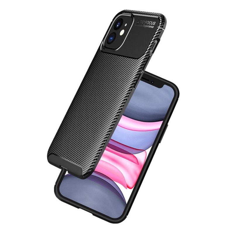 Hoesje iPhone 12 Mini Donkerblauw Zwart Flexibele Koolstofvezeltextuur