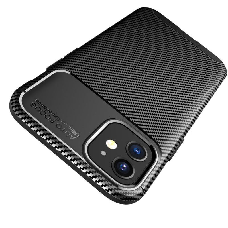 Hoesje iPhone 12 Mini Donkerblauw Zwart Flexibele Koolstofvezeltextuur