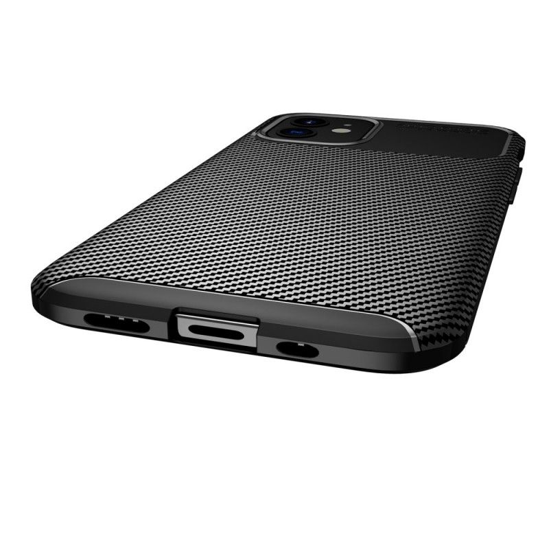 Hoesje iPhone 12 Mini Donkerblauw Zwart Flexibele Koolstofvezeltextuur