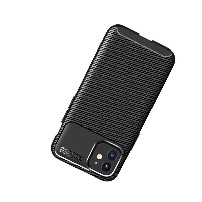 Hoesje iPhone 12 Mini Donkerblauw Zwart Flexibele Koolstofvezeltextuur