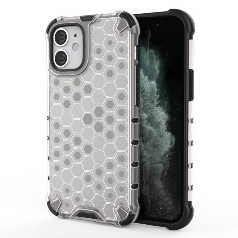 Hoesje iPhone 12 Mini Grijs Wit Honingraatstijl