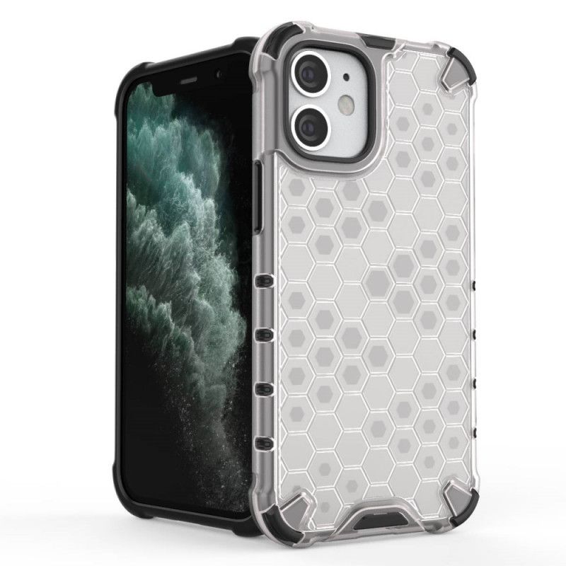 Hoesje iPhone 12 Mini Grijs Wit Honingraatstijl