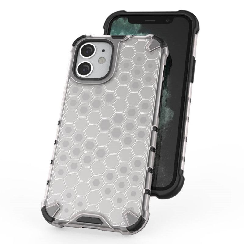 Hoesje iPhone 12 Mini Grijs Wit Honingraatstijl