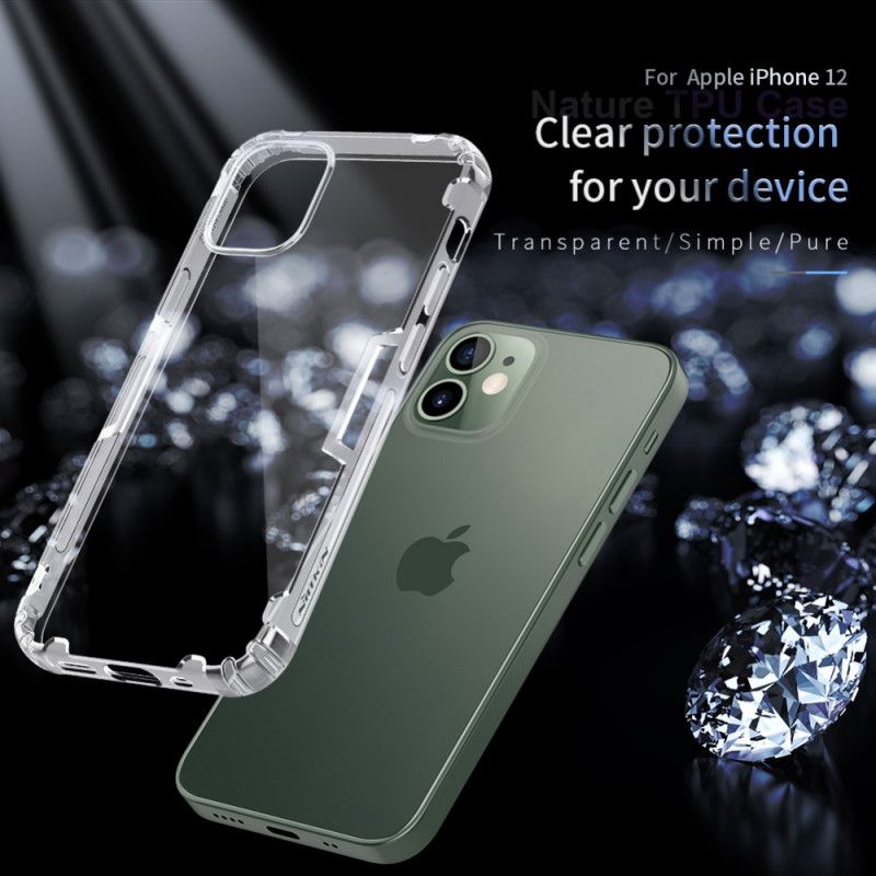 Hoesje iPhone 12 Mini Grijs Wit Natuurlijk Doorschijnend Nillkin