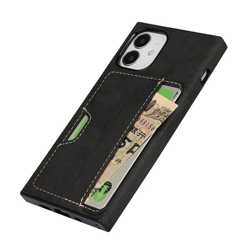 Hoesje iPhone 12 Mini Grijs Zwart Siliconen En Fluwelen Kaarthouder