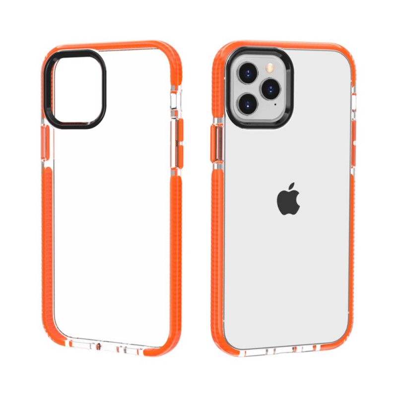 Hoesje iPhone 12 Mini Grijs Zwart Transparante Siliconen Randen