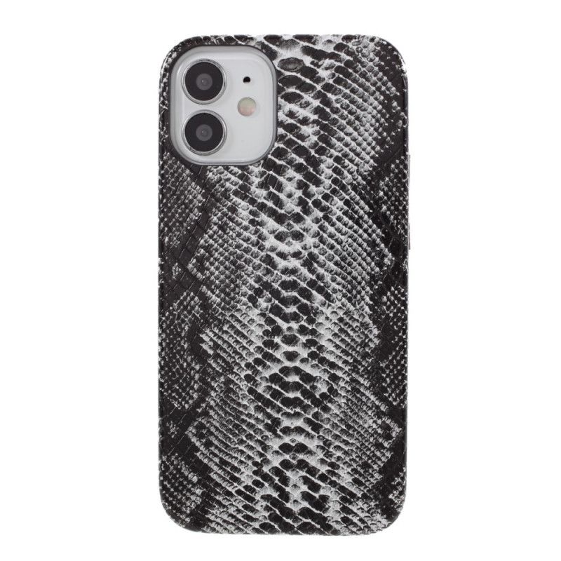 Hoesje iPhone 12 Mini Groen Zwart Slangenleereffect