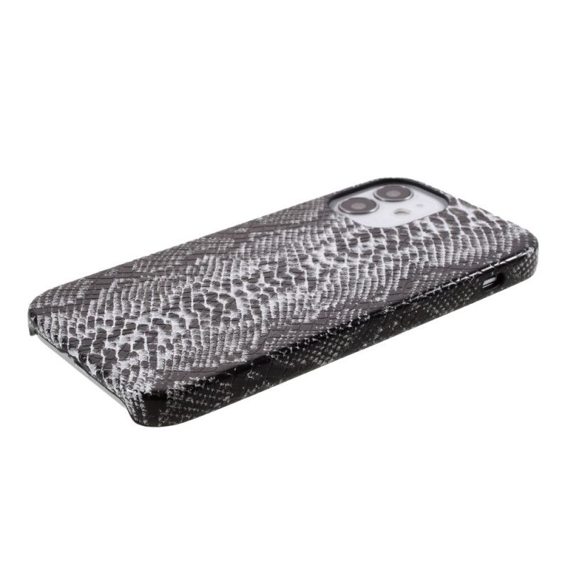 Hoesje iPhone 12 Mini Groen Zwart Slangenleereffect