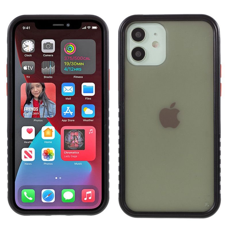 Hoesje iPhone 12 Mini Oranje Zwart Matte Hybride