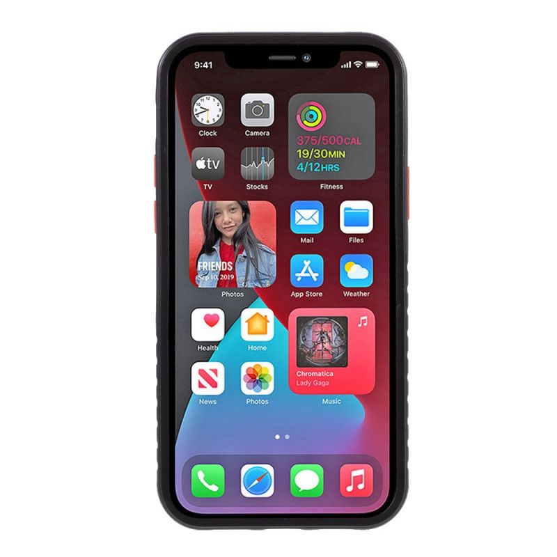 Hoesje iPhone 12 Mini Oranje Zwart Matte Hybride