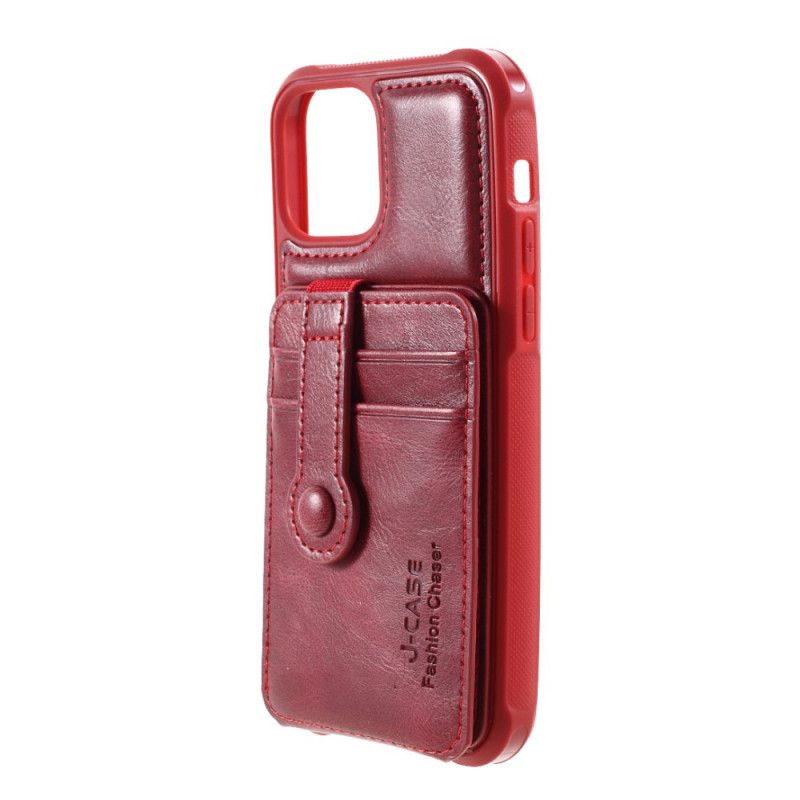 Hoesje iPhone 12 Mini Rood Zwart J-Case Kaarthouder