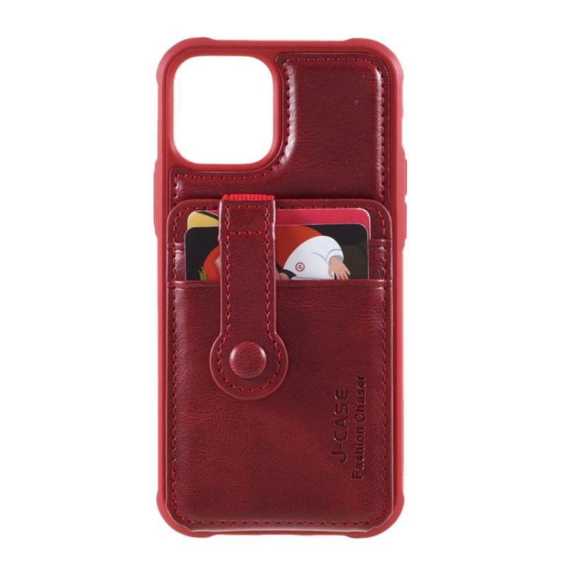 Hoesje iPhone 12 Mini Rood Zwart J-Case Kaarthouder