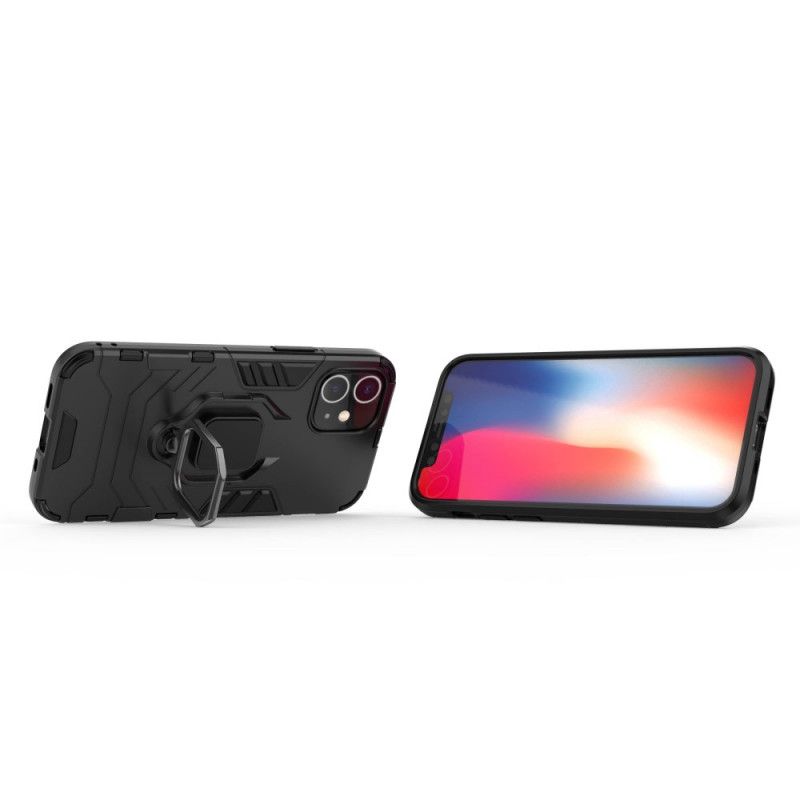 Hoesje iPhone 12 Mini Rood Zwart Resistente Ring