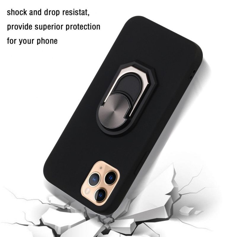Hoesje iPhone 12 Mini Rood Zwart Siliconen Roterende Metalen Ring