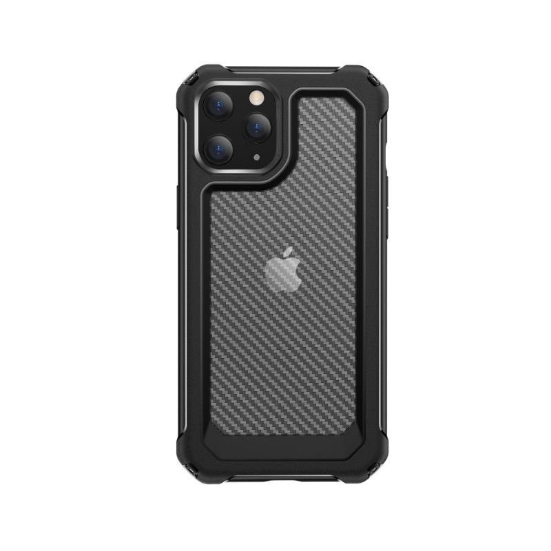 Hoesje iPhone 12 Mini Rood Zwart Transparante Koolstofvezeltextuur