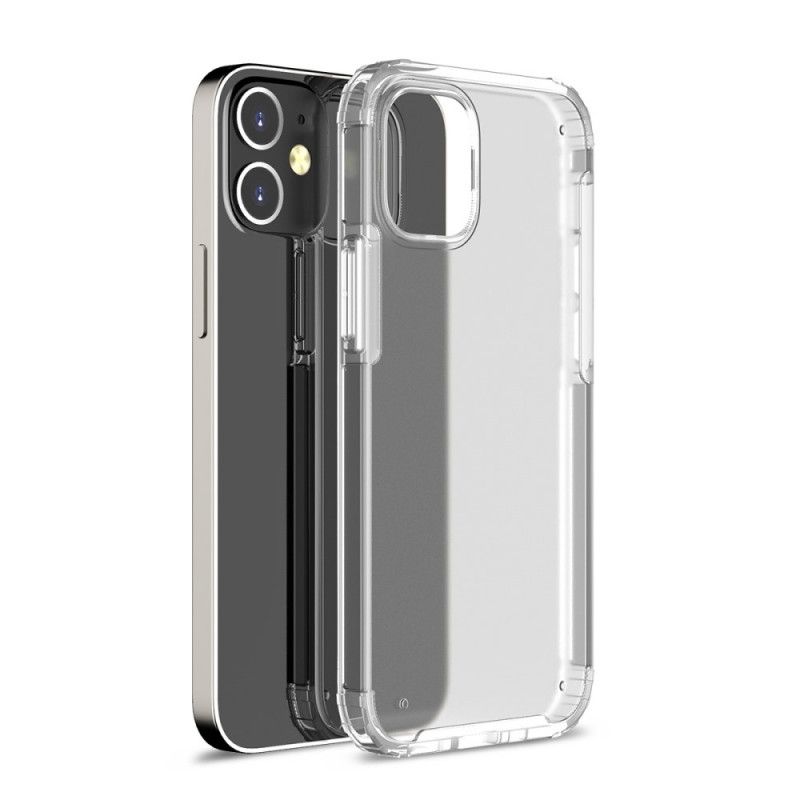 Hoesje iPhone 12 Mini Rood Zwart Transparante Matte Hybride