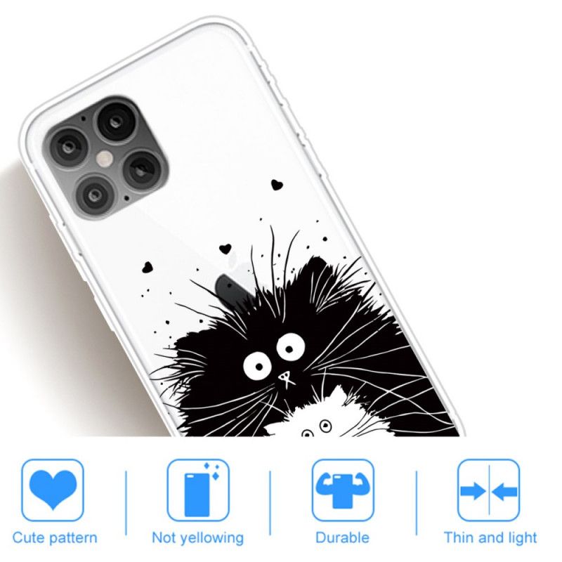Hoesje iPhone 12 Mini Wit Zwart Let Op De Katten