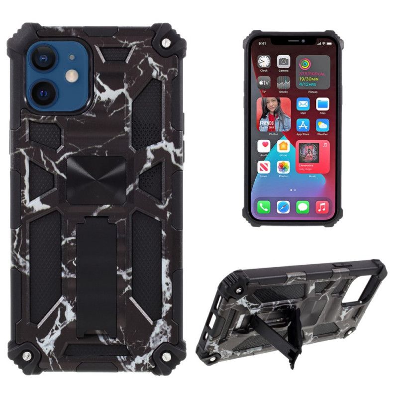 Hoesje voor iPhone 12 Mini Groen Zwart Verwijderbare Camouflage Steun