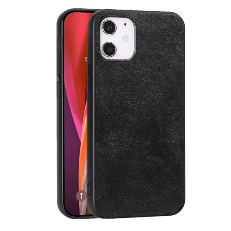 Hoesje voor iPhone 12 Mini Rood Zwart Elegant Leereffect