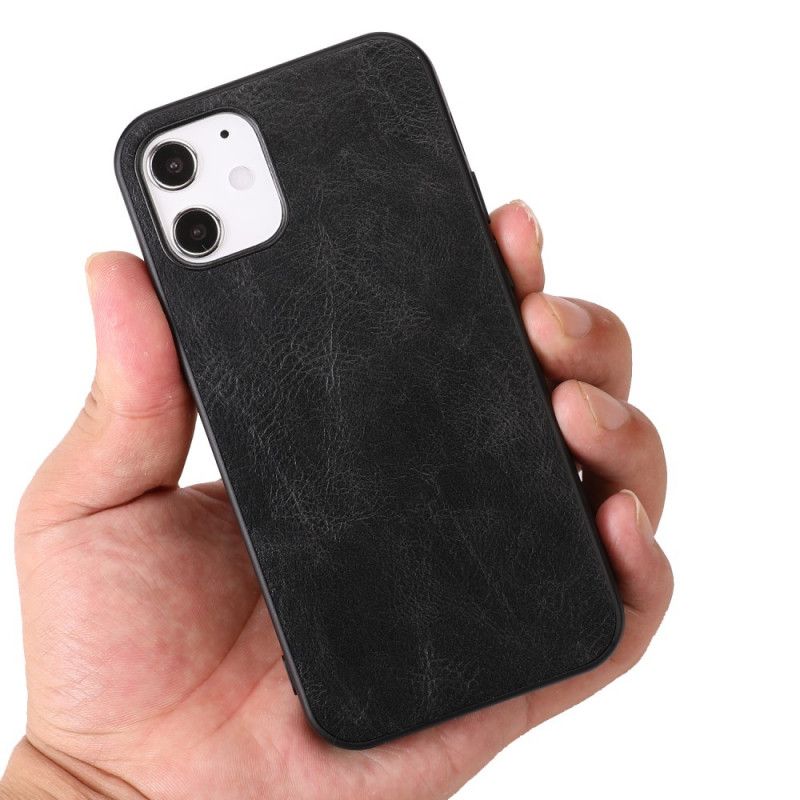Hoesje voor iPhone 12 Mini Rood Zwart Elegant Leereffect