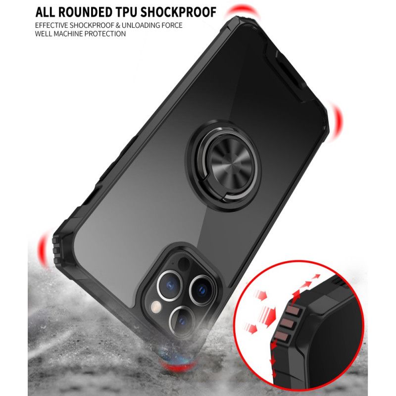 Hoesje voor iPhone 12 Mini Rood Zwart Transparant Met Draagring