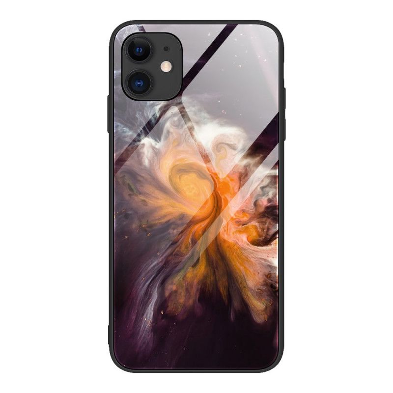 Hoesje voor iPhone 12 Mini Roze Zwart Kleuren Van Gehard Glas