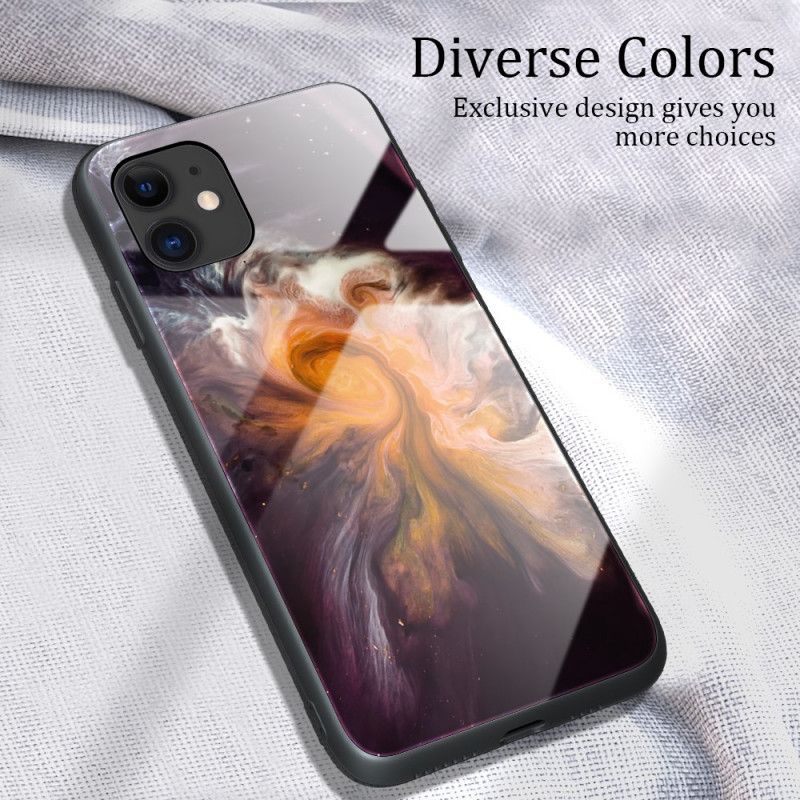 Hoesje voor iPhone 12 Mini Roze Zwart Kleuren Van Gehard Glas