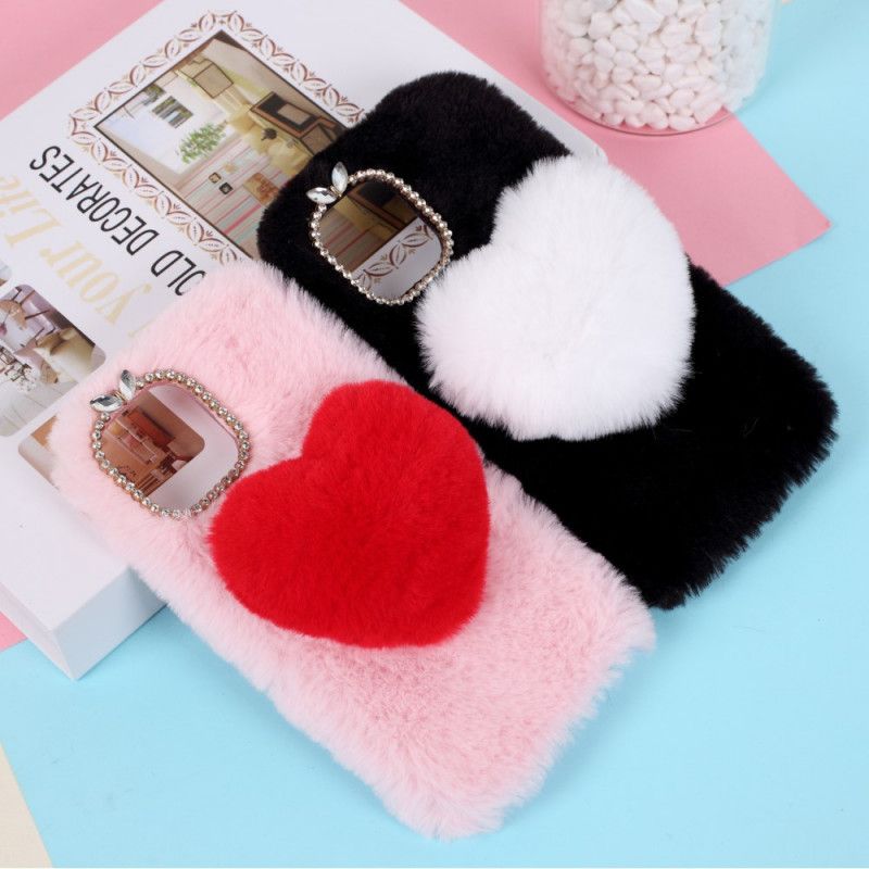 Hoesje voor iPhone 12 Mini Wit Zwart Hartbont