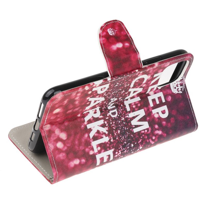 Leren Hoesje iPhone 12 Mini Blijf Kalm En Sprankelend