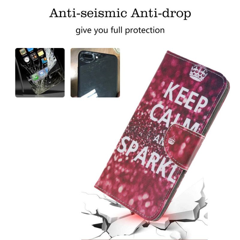Leren Hoesje iPhone 12 Mini Blijf Kalm En Sprankelend