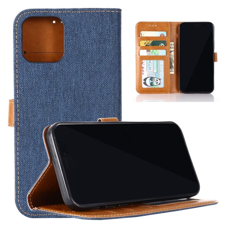 Leren Hoesje iPhone 12 Mini Donkerblauw Zwart Telefoonhoesje Klassieke Jeans