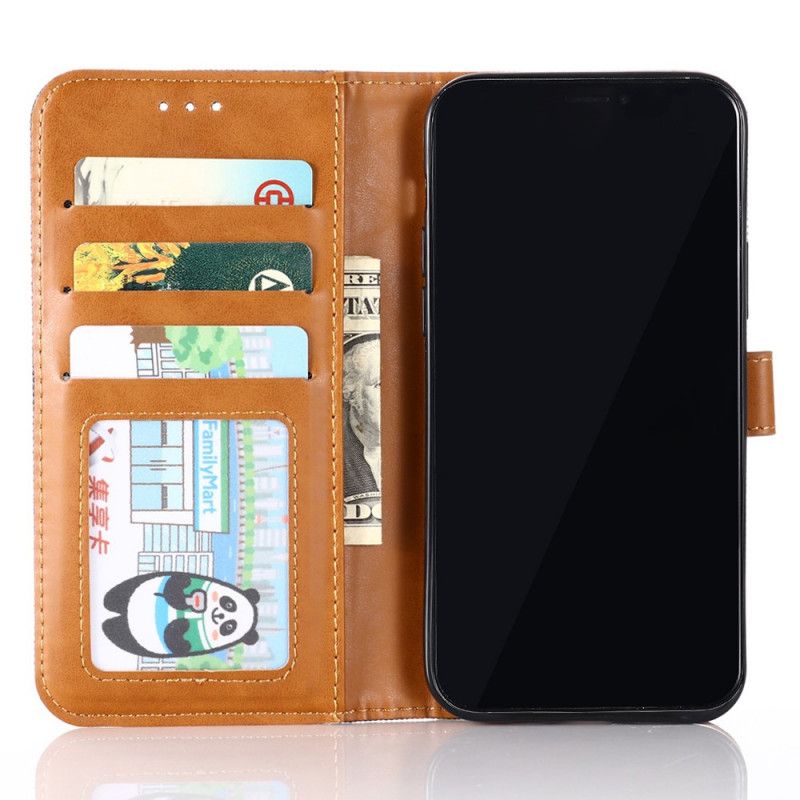Leren Hoesje iPhone 12 Mini Donkerblauw Zwart Telefoonhoesje Klassieke Jeans