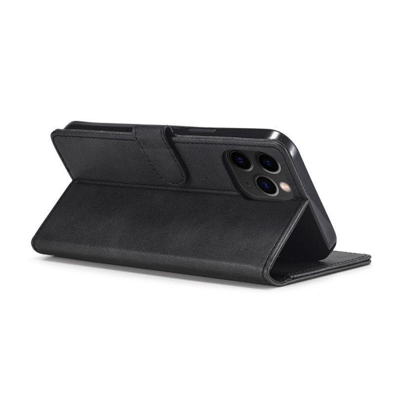 Leren Hoesje iPhone 12 Mini Grijs Zwart Lc.Imeeke Leereffect