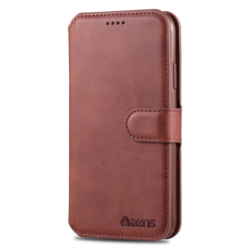 Leren Hoesje iPhone 12 Mini Grijs Zwart Leereffect Azns