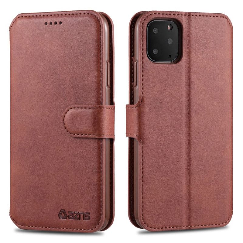 Leren Hoesje iPhone 12 Mini Grijs Zwart Leereffect Azns
