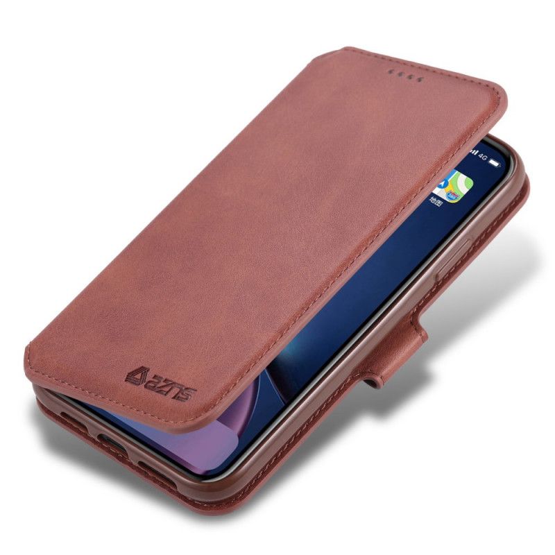 Leren Hoesje iPhone 12 Mini Grijs Zwart Leereffect Azns