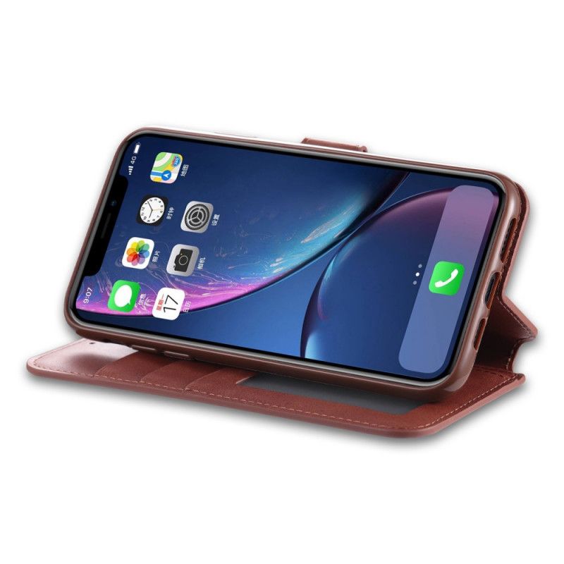 Leren Hoesje iPhone 12 Mini Grijs Zwart Leereffect Azns