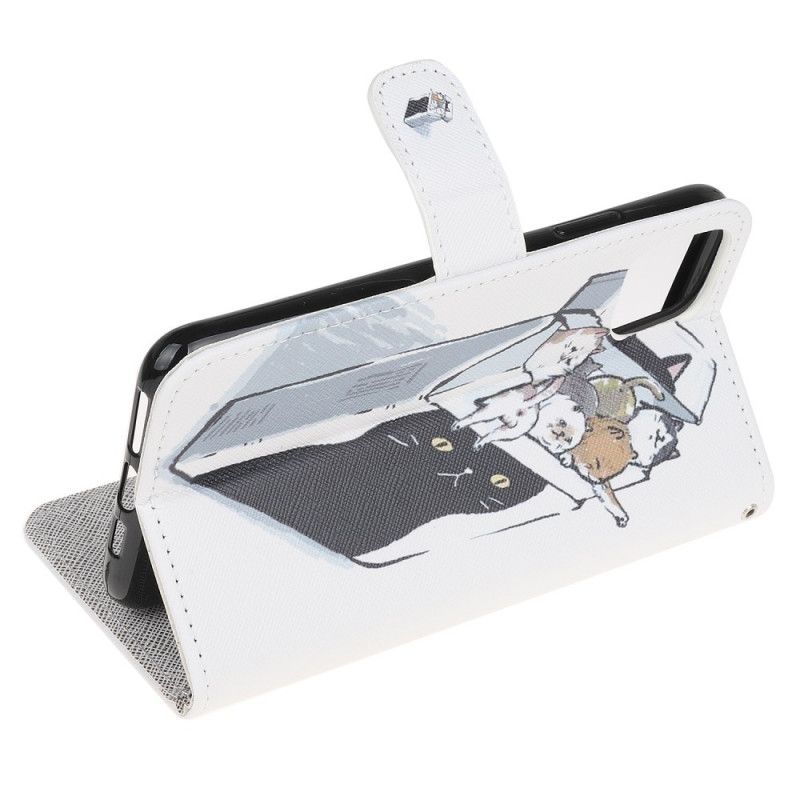 Leren Hoesje iPhone 12 Mini Levering String Katten