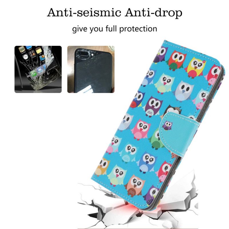 Leren Hoesje iPhone 12 Mini Meerdere Uilen