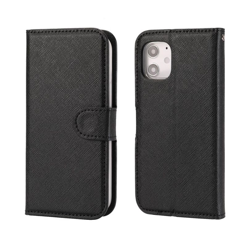 Leren Hoesje iPhone 12 Mini Rood Zwart Gestructureerd Met Afneembare Schaal